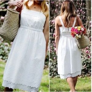 Madewell White Cotton Eyelet Tiered Midi Dress